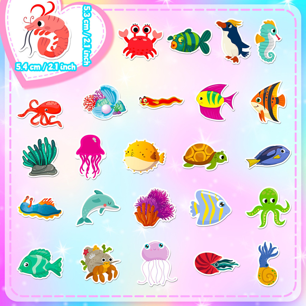 50개 해양 생물 스티커 - 장난감용 귀여운 만화 돌고 - Aquarium Innovative Marine 리뷰 및 가격